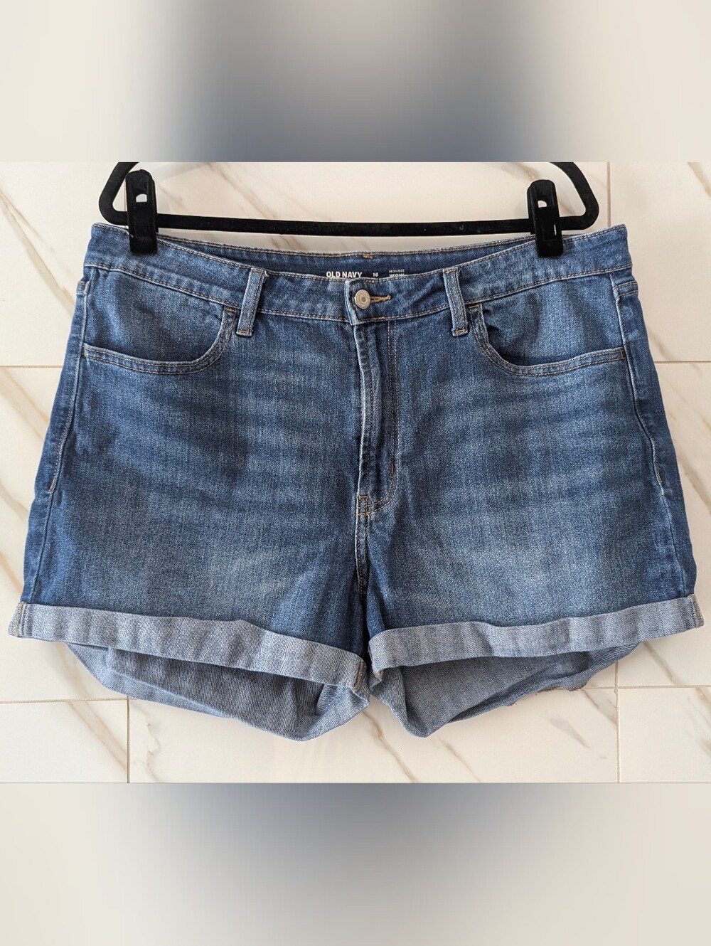Old Navy Blue Rolled-Hem Denim Shorts High Rise Wow